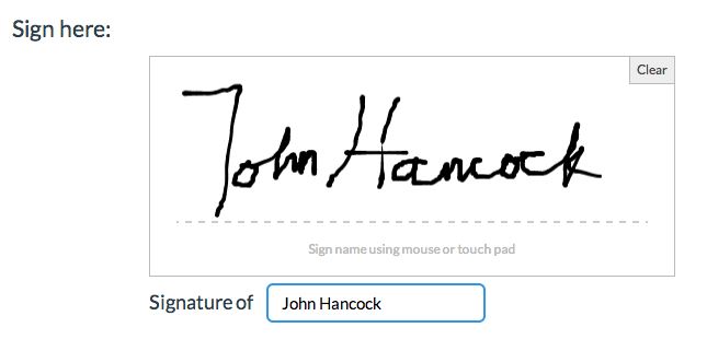 esignature box with John Hancock as example