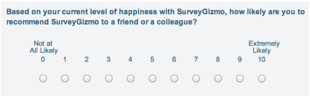 Net Promoter Score example question