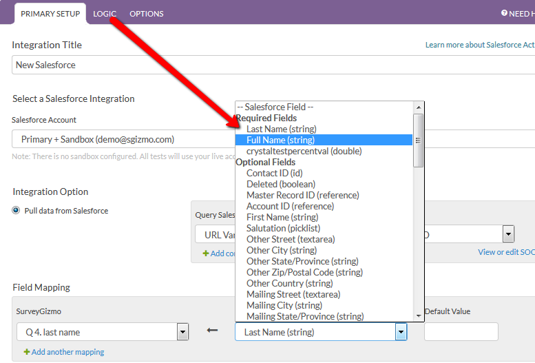 required salesforce fields