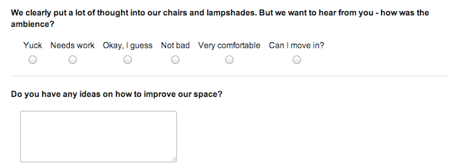 Alchemer Blog: Example 2 of a restaurant customer survey.