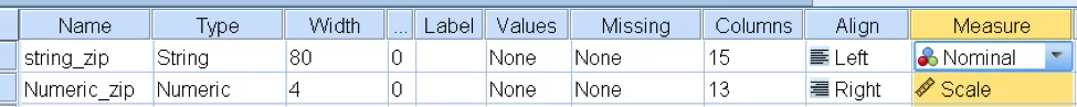 spss variables example 1