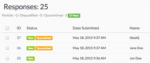 Alchemer Data Cleansing Quarantined Responses View