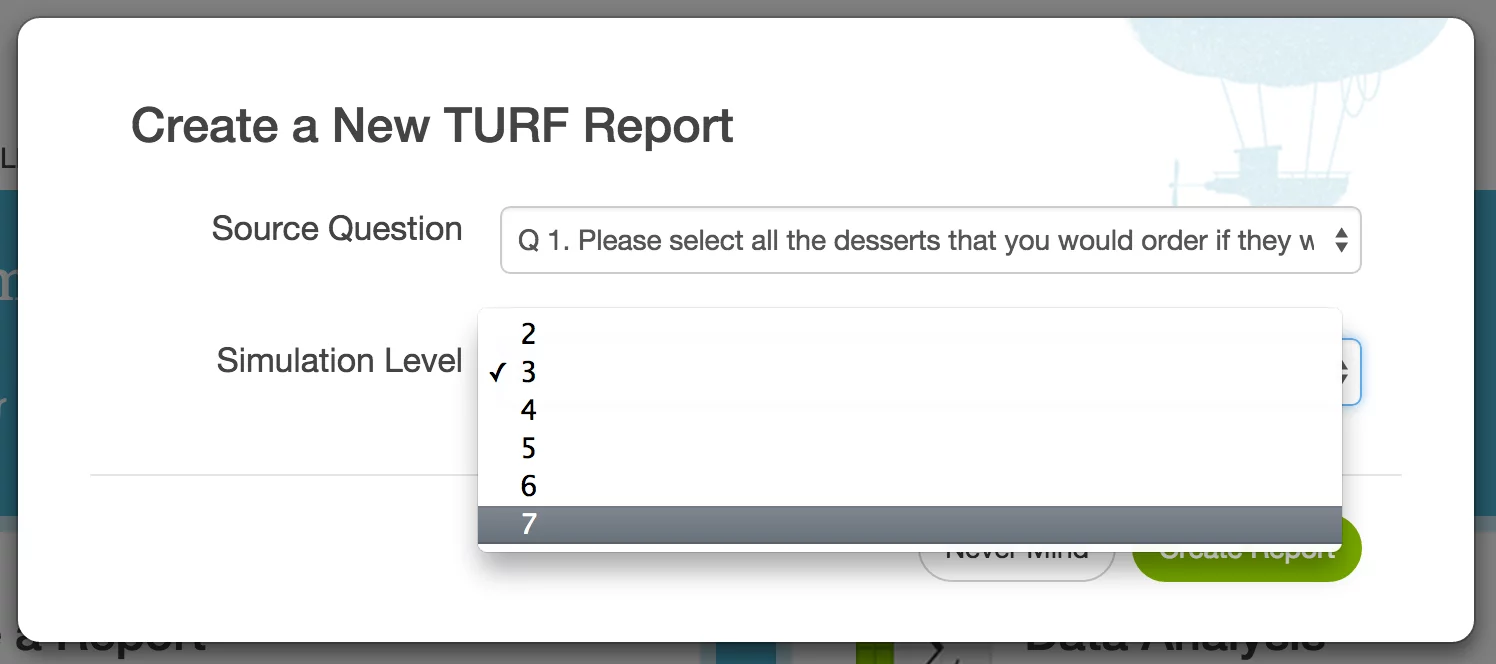 Alchemer TURF Analysis Create a New TURF Report