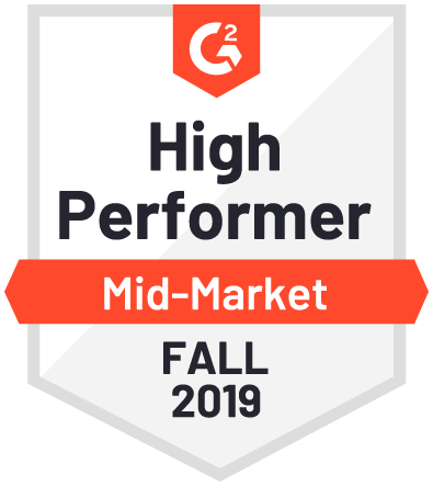 G2 High Performer Mid-Market Fall 2019 award logo