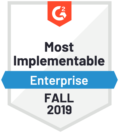 G2 Most Implementable Enterprise Fall 2019 award logo