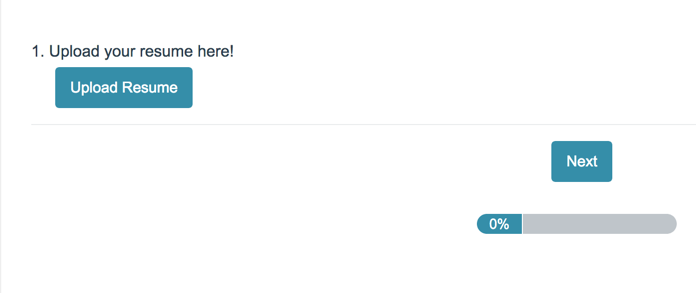Upload your resume here and progress bar