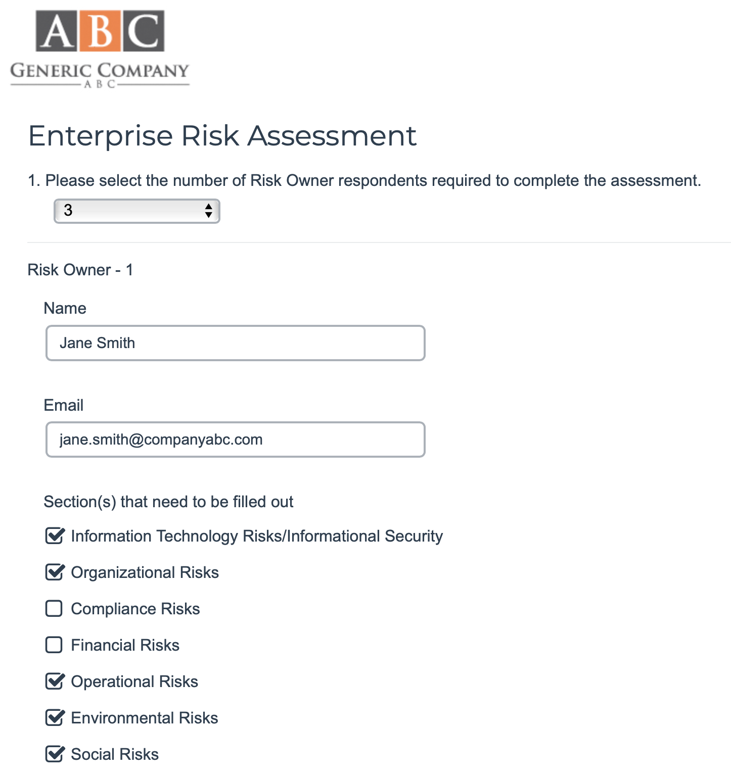 Alchemer Enterprise Risk Assessment screenshot