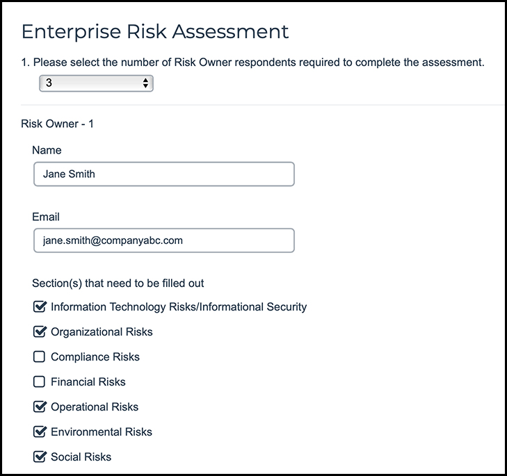 Enterprise Risk Assessment example form