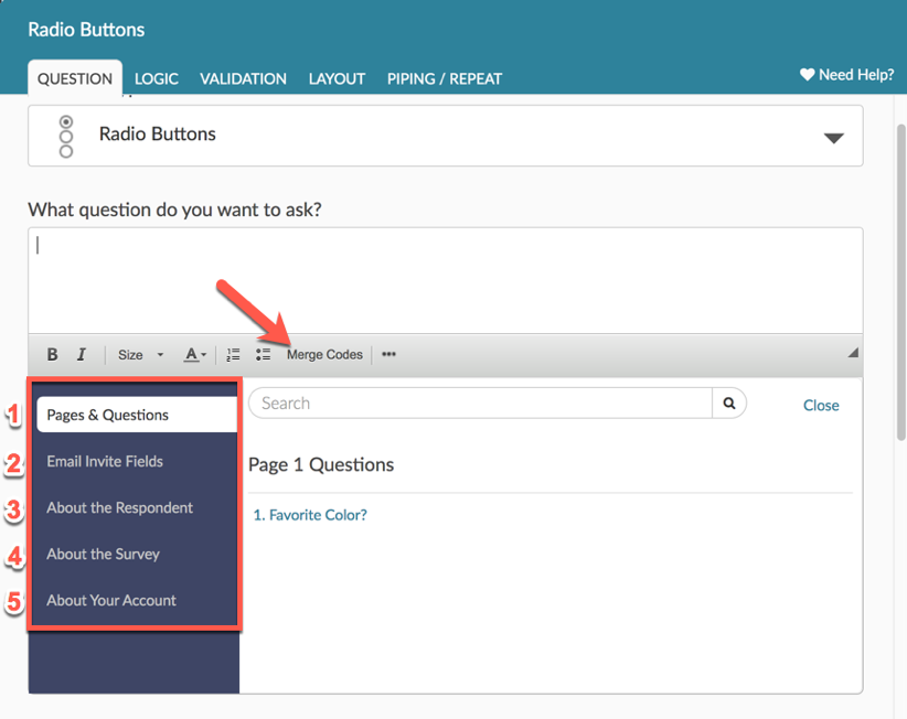 Alchemer Platform Screenshot Merge Code Functionality