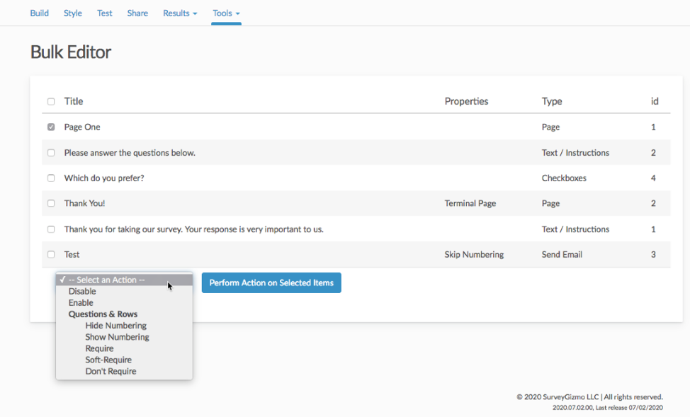 Bulk editor example showing how to enable and disable multiple fields