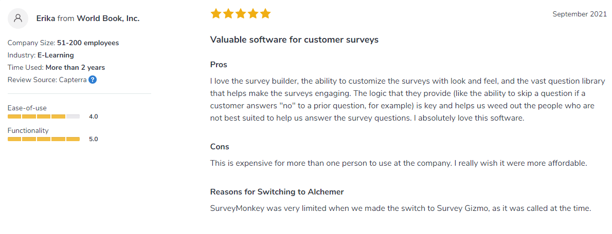 Software Advice Alchemer review