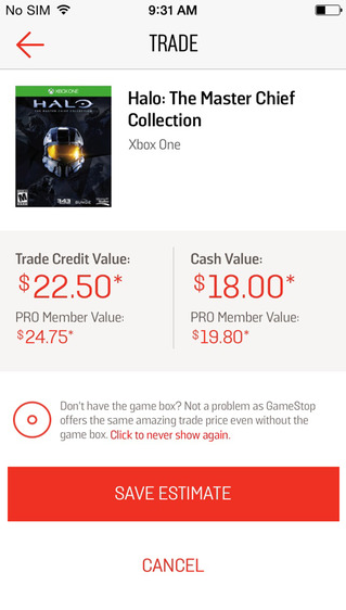 Game Stop Mobile app example