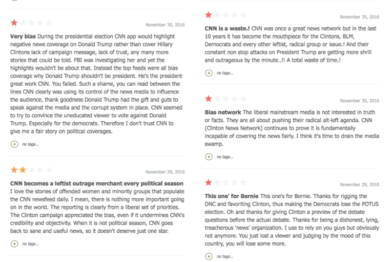 CNN app store reviews