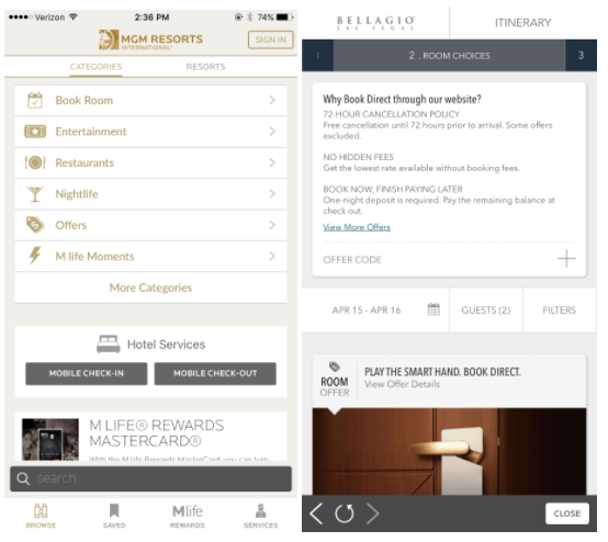 MGM Resorts mobile app