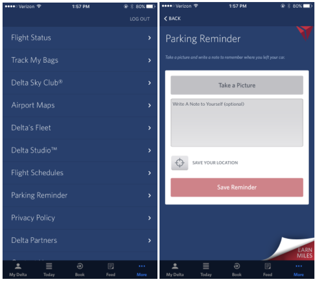 Delta's extra in-app features