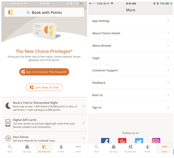 Choice Hotels in-app communication