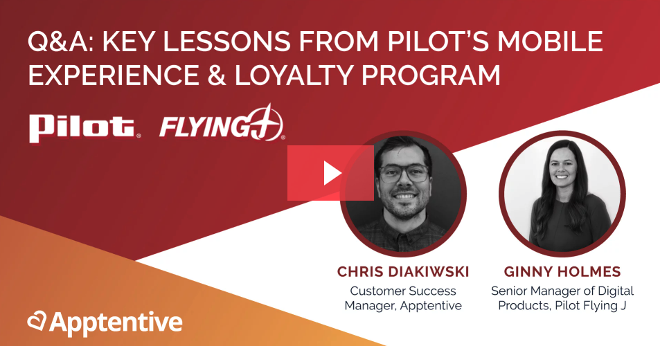 Promotional image for a webinar with Pilot Flying J and Alchemer Mobile (formerly Apptentive) discussion mobile loyalty programs