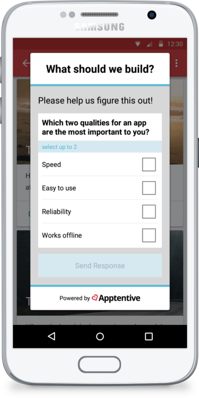 Alchemer Mobile (formerly Apptentive) in-app mobile surveys