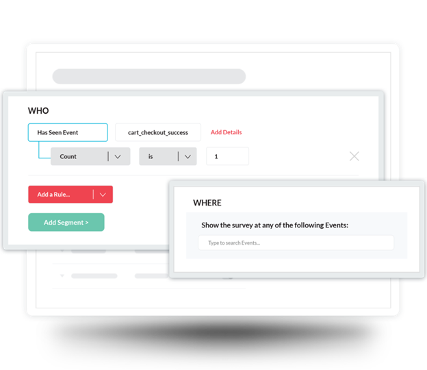 Screenshot of mobile app feedback survey event