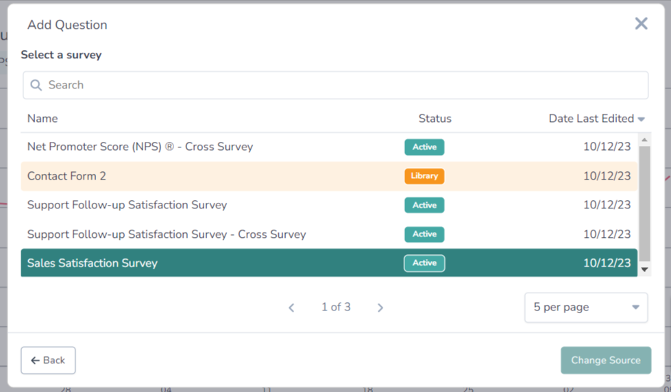 Screenshot of Alchemer cross-survey reporting feature