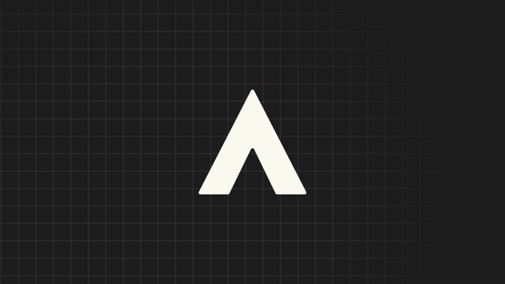 Alchemer white Rune logo on a black gridded background