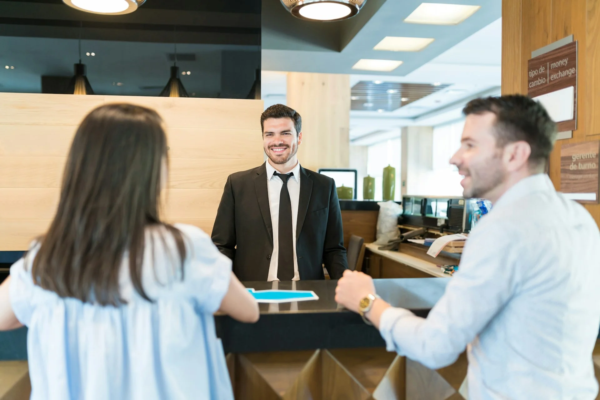 Two guest checking into a hotel